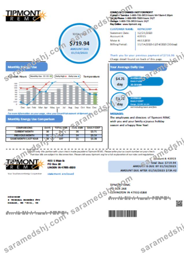 Tipmont REMC utility business bill, SCR